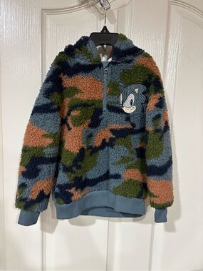 NWOT- Kids Sonic Graphic Sherpa Pullover Hoodie - Blue Camo